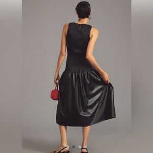 Misa faux leather drop waist dress